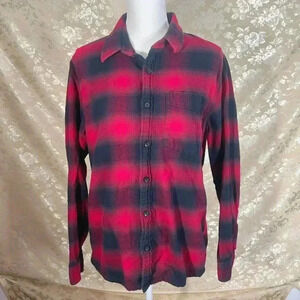 Hollister Women's Red Plaid Flannel Long Sleeve Button Up Shirt Size M